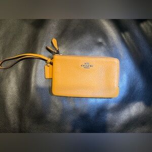 Coach Mustard Leather Wristlet!